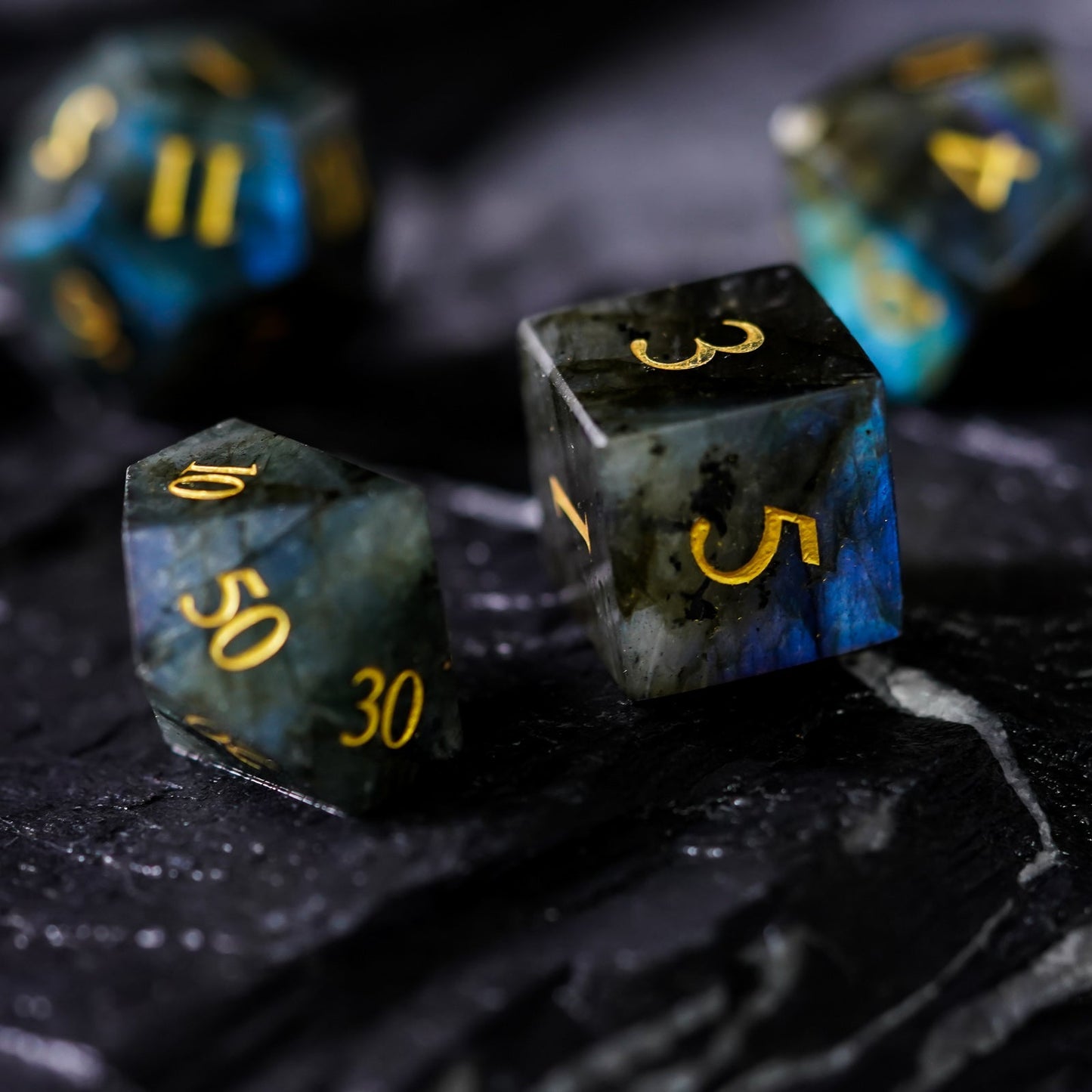 Labradorite Gemstone Dice Set