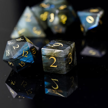 Labradorite Gemstone Dice Set
