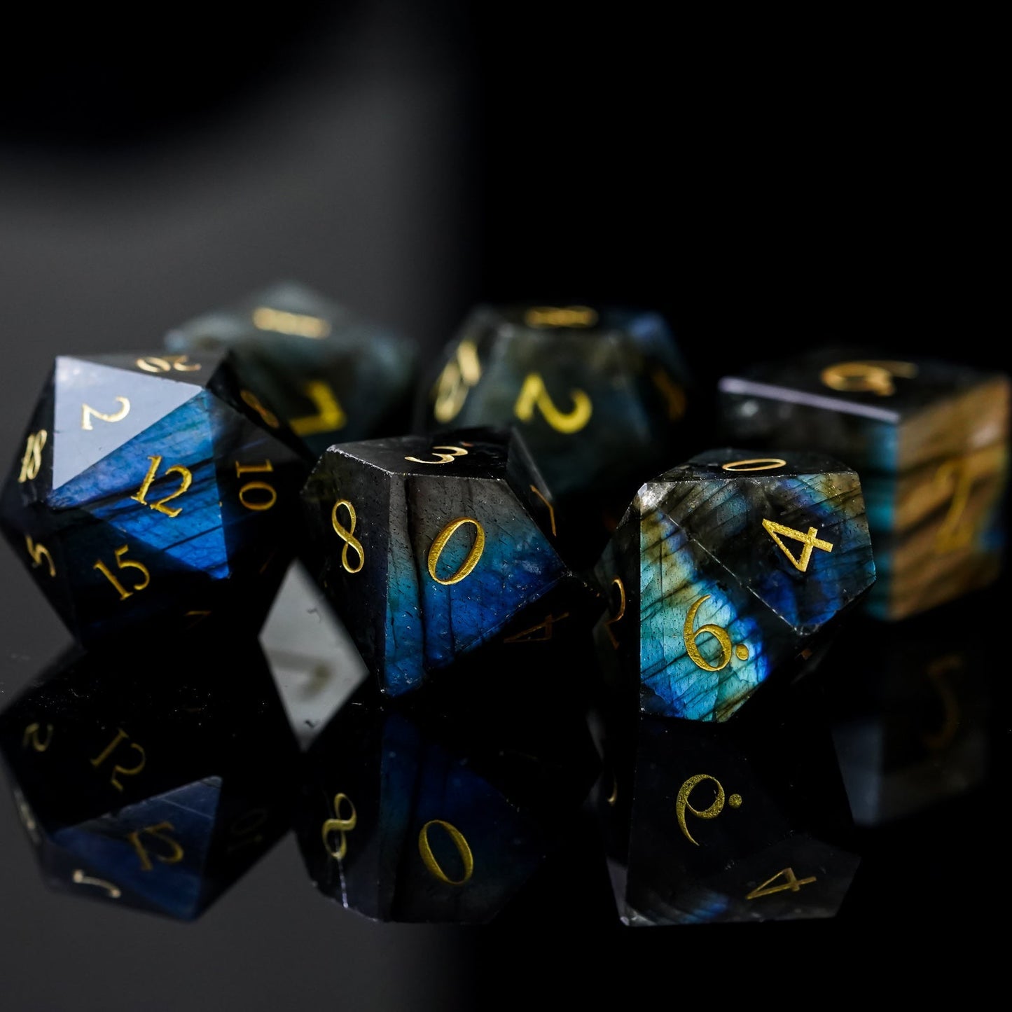 Labradorite Gemstone Dice Set